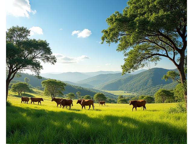 Sistemas silvipastoris que integram árvores, animais e pastagem em harmonia.