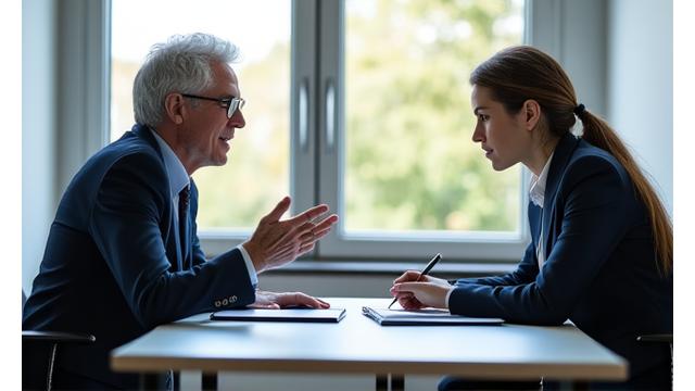 Duas pessoas engajadas em uma sessão de mentoria individual, com anotações e planejamento, representando a Mentoria Executiva.