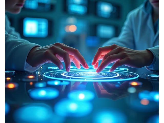 Cientistas trabalhando em laboratório com equipamentos de alta tecnologia
