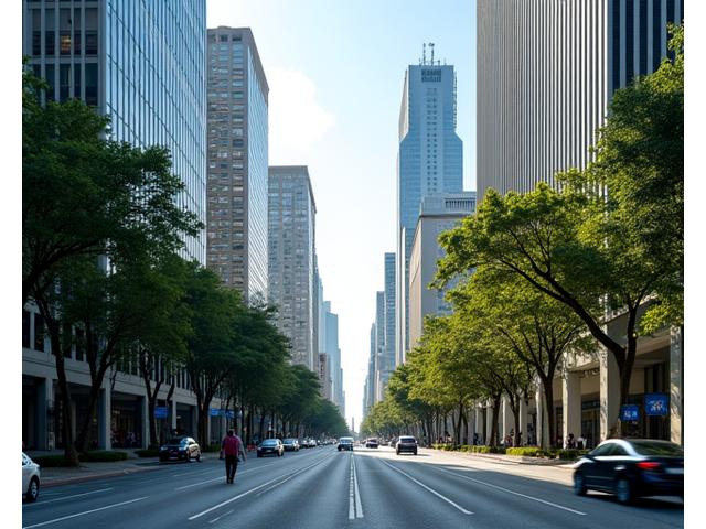 Vista vibrante da Avenida Paulista, com seus edifícios modernos e áreas verdes, refletindo a energia de São Paulo.
