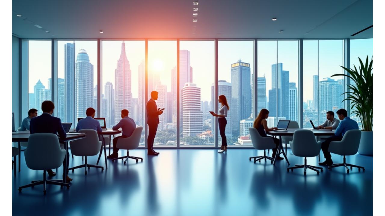 Visão geral do escritório da Plorik Próspero Consultoria na Avenida Paulista, refletindo profissionalismo e colaboração.